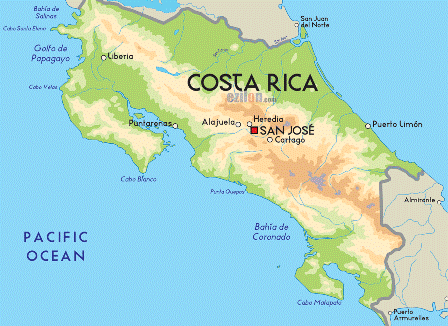 map of costa rica
